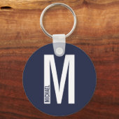 Moderne persoonlijke badmonogram en naam sleutelhanger (Voorkant)