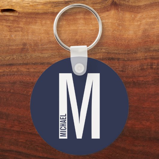 Moderne persoonlijke badmonogram en naam sleutelhanger (Voorkant)