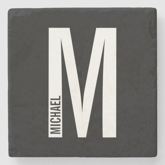 Moderne persoonlijke badmonogram en naam stenen onderzetter (Voorkant)