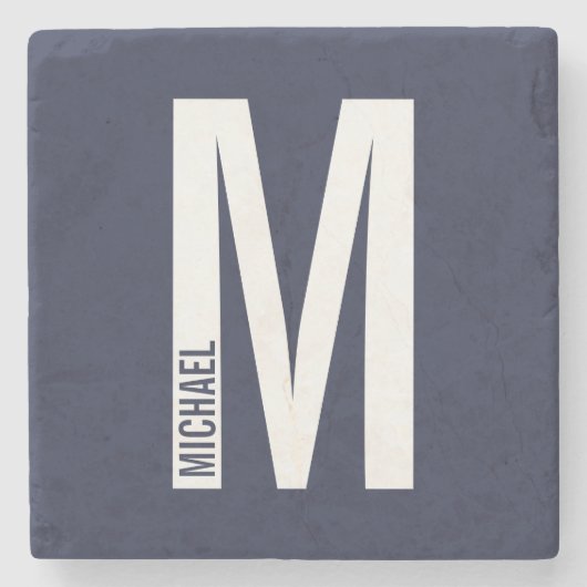 Moderne persoonlijke badmonogram en naam stenen onderzetter (Voorkant)