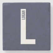 Moderne persoonlijke badmonogram en naam stenen onderzetter (Voorkant)