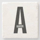 Moderne persoonlijke badmonogram en naam stenen onderzetter (Voorkant)