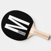 Moderne persoonlijke badmonogram en naam tafeltennisbatje (Zijkant)