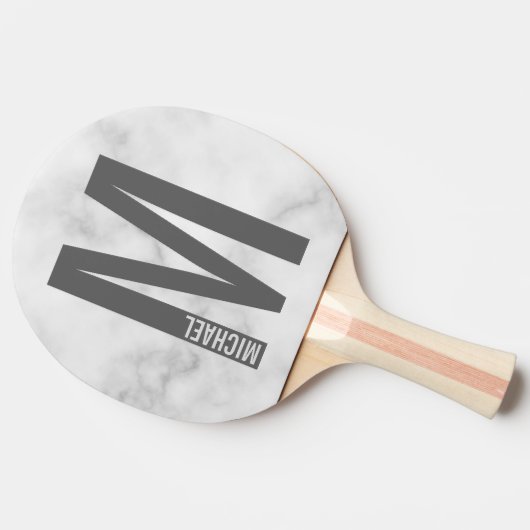 Moderne persoonlijke badmonogram en naam tafeltennisbatje (Zijkant)