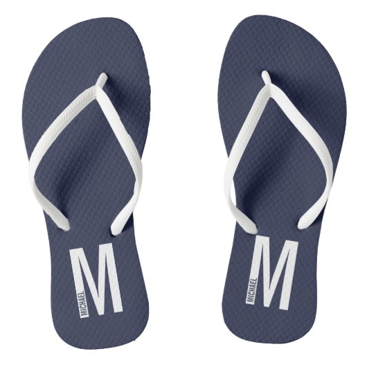 Moderne persoonlijke badmonogram en naam teenslippers (Voetbed)