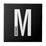 Moderne persoonlijke badmonogram en naam tegeltje<br><div class="desc">Modern Monogram ontwerp met gepersonaliseerde monogram letter "M" en een naam in de moderne vetgedrukte sans serif letterstijl.</div>