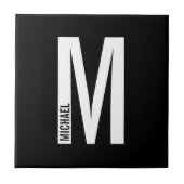 Moderne persoonlijke badmonogram en naam tegeltje (Voorkant)