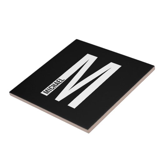 Moderne persoonlijke badmonogram en naam tegeltje (Zijkant)