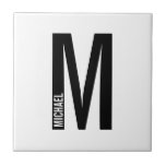 Moderne persoonlijke badmonogram en naam tegeltje<br><div class="desc">Modern Monogram ontwerp met gepersonaliseerde monogram letter "M" en een naam in de moderne vetgedrukte sans serif letterstijl.</div>
