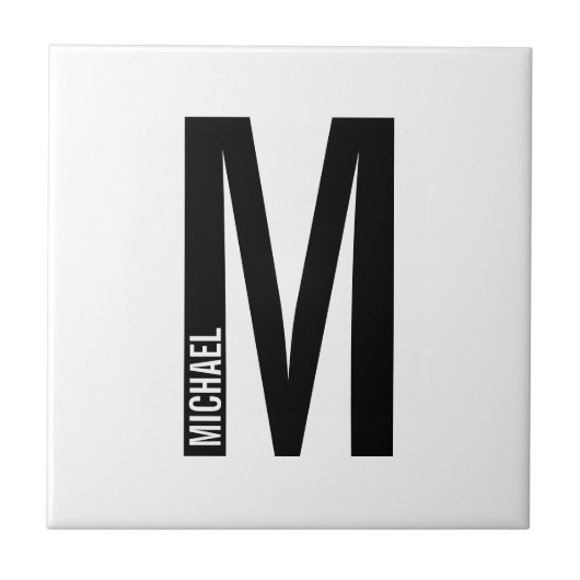 Moderne persoonlijke badmonogram en naam tegeltje (Voorkant)