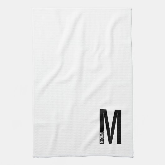 Moderne persoonlijke badmonogram en naam theedoek (Verticaal)