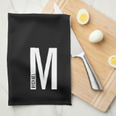 Moderne persoonlijke badmonogram en naam theedoek (Quarter Fold)