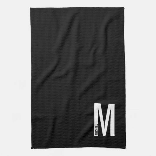 Moderne persoonlijke badmonogram en naam theedoek (Verticaal)