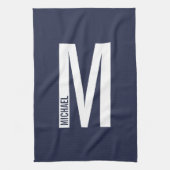 Moderne persoonlijke badmonogram en naam theedoek (Verticaal)