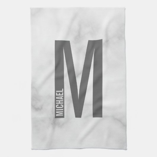 Moderne persoonlijke badmonogram en naam theedoek (Verticaal)