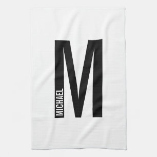 Moderne persoonlijke badmonogram en naam theedoek