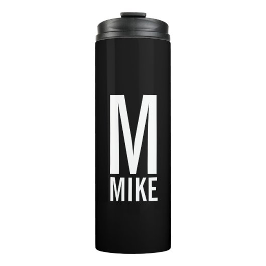 Moderne persoonlijke badmonogram en naam thermosbeker (Voorkant)