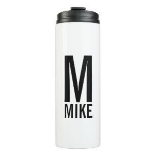 Moderne persoonlijke badmonogram en naam thermosbeker