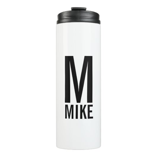 Moderne persoonlijke badmonogram en naam thermosbeker (Voorkant)