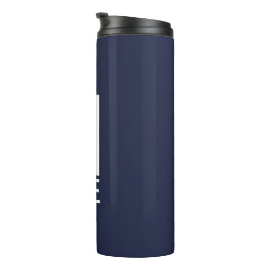 Moderne persoonlijke badmonogram en naam thermosbeker (Geroteerd rechts)