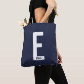 Moderne persoonlijke badmonogram en naam tote bag (Dichtbij)