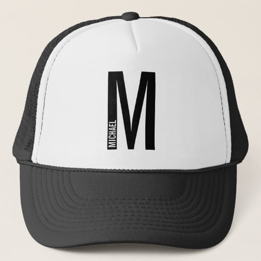 Moderne persoonlijke badmonogram en naam trucker pet (Voorkant)