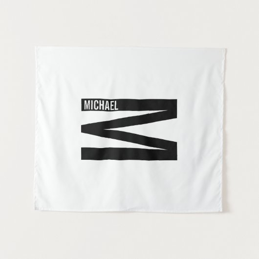 Moderne persoonlijke badmonogram en naam wandkleed (Voorkant (horizontaal))