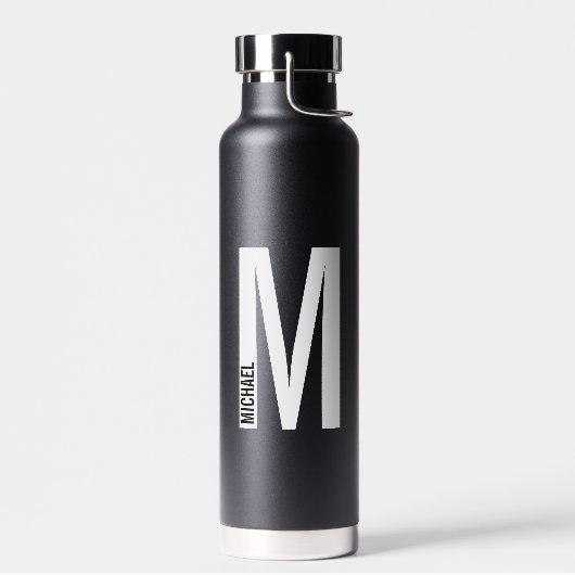 Moderne persoonlijke badmonogram en naam waterfles (Links)