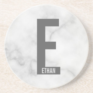 Moderne persoonlijke badmonogram en naam zandsteen onderzetter