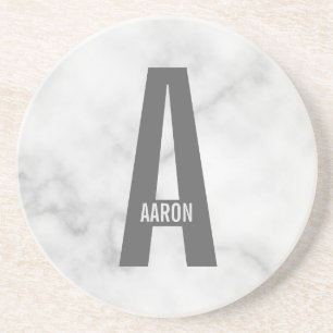 Moderne persoonlijke badmonogram en naam zandsteen onderzetter