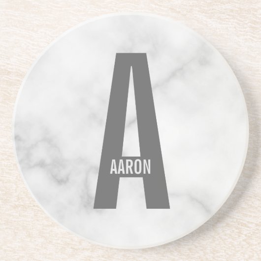 Moderne persoonlijke badmonogram en naam zandsteen onderzetter (Voorkant)