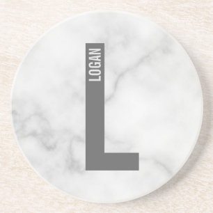 Moderne persoonlijke badmonogram en naam zandsteen onderzetter