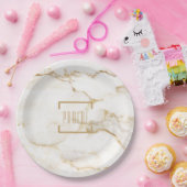 Moderne persoonlijke benaming Gold Effect Marble C Papieren Bordje (Feest)