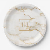 Moderne persoonlijke benaming Gold Effect Marble C Papieren Bordje (Voorkant)
