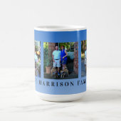 Moderne persoonlijke blauwe 3 fotoserie Collage Koffiemok (Center)