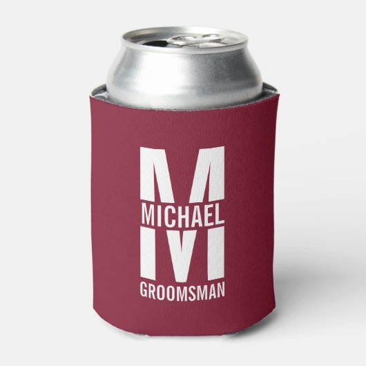 Moderne Persoonlijke Bruidsjonker Monogram en Naam Blikjeskoeler (Blikje Voorkant)