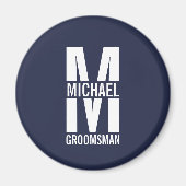 Moderne Persoonlijke Bruidsjonker Monogram en Naam Magneet (Voorkant)
