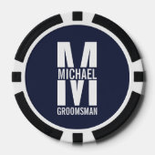 Moderne Persoonlijke Bruidsjonker Monogram en Naam Poker Chips (Voorkant)