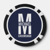 Moderne Persoonlijke Bruidsjonker Monogram en Naam Poker Chips (Achterkant)