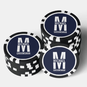 Moderne Persoonlijke Bruidsjonker Monogram en Naam Poker Chips
