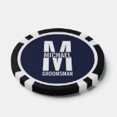 Moderne Persoonlijke Bruidsjonker Monogram en Naam Poker Chips (Enkel)