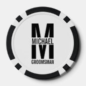 Moderne Persoonlijke Bruidsjonker Monogram en Naam Poker Chips (Achterkant)