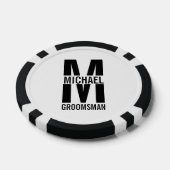 Moderne Persoonlijke Bruidsjonker Monogram en Naam Poker Chips (Enkel)