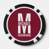 Moderne Persoonlijke Bruidsjonker Monogram en Naam Poker Chips (Achterkant)