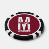 Moderne Persoonlijke Bruidsjonker Monogram en Naam Poker Chips (Enkel)