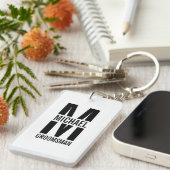 Moderne Persoonlijke Bruidsjonker Monogram en Naam Sleutelhanger (Voorkant Rechts)