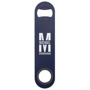 Moderne Persoonlijke Bruidsjonker Monogram en Naam Speed Flessenopener