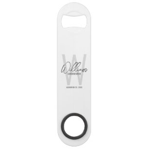 Moderne Persoonlijke Bruidsjonker Monogram en Naam Speed Flessenopener
