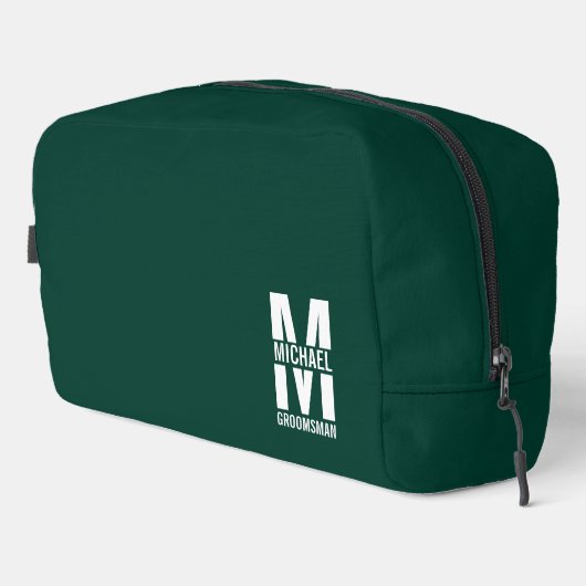 Moderne Persoonlijke Bruidsjonker Monogram en Naam Toilettasje (Rechterhoek)