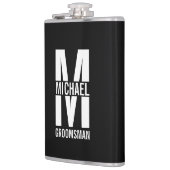 Moderne Persoonlijke Bruidsjonkers Monogram en Naa Heupfles (Links)